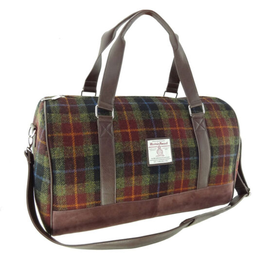 Harris Tweed 'Clyde' Weekend Bag in Rust Check