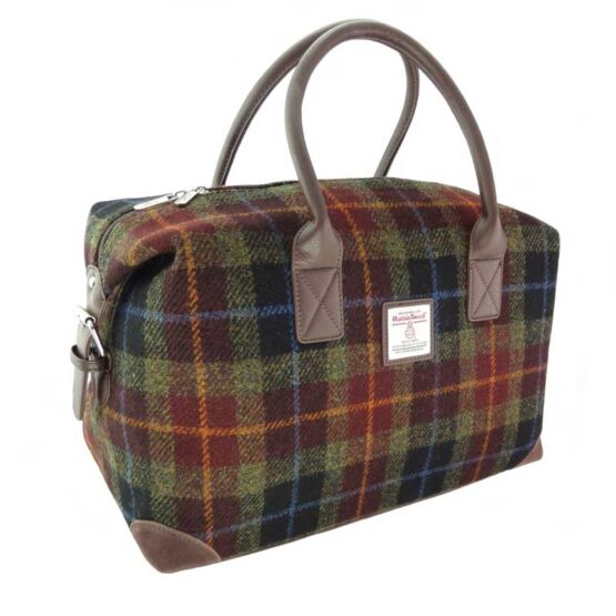 Harris Tweed 'Esk' Overnight Bag in Rust Check