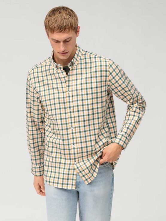 OLYMP Casual Flannel Groene Ruit