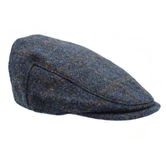 Harris tweed Flat cap Steel Blue Check