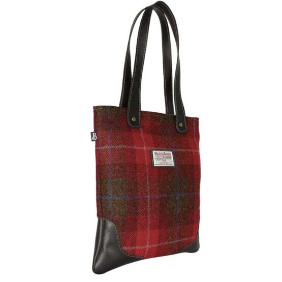 Otley Tote Harris Tweed Handbag Red Check