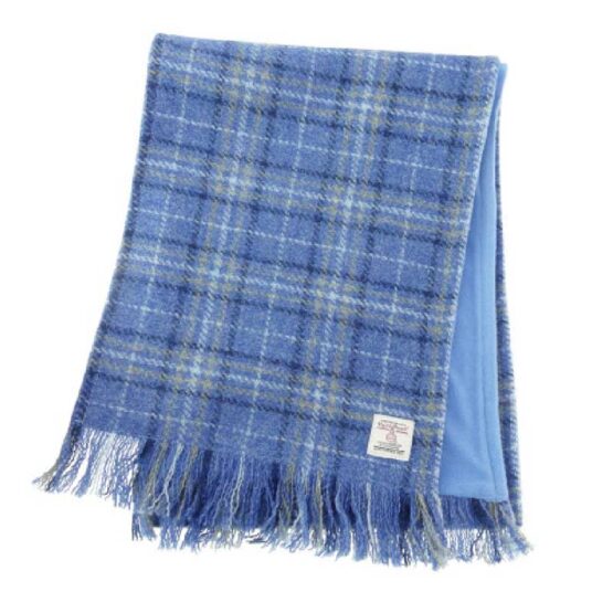 Harris Tweed Scarf in Light Blue Check