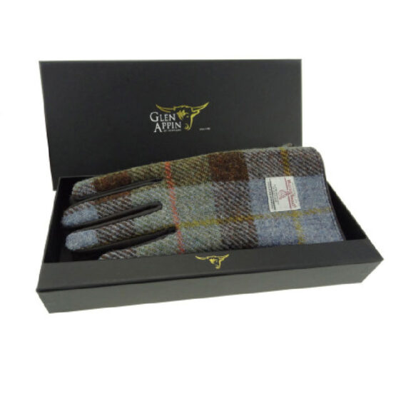 Ladies Brown Leather & Harris Tweed Gloves Boxed in MacLeod