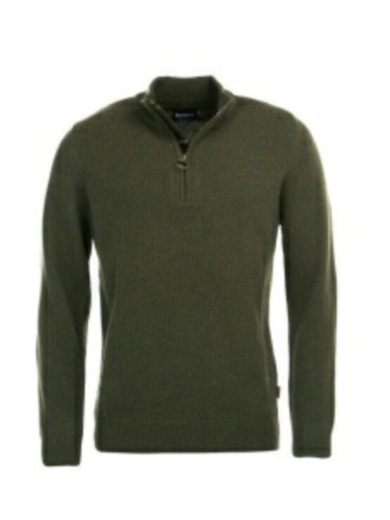 BARBOUR HOLDEN HALF ZIP KNITTED JUMPER olive