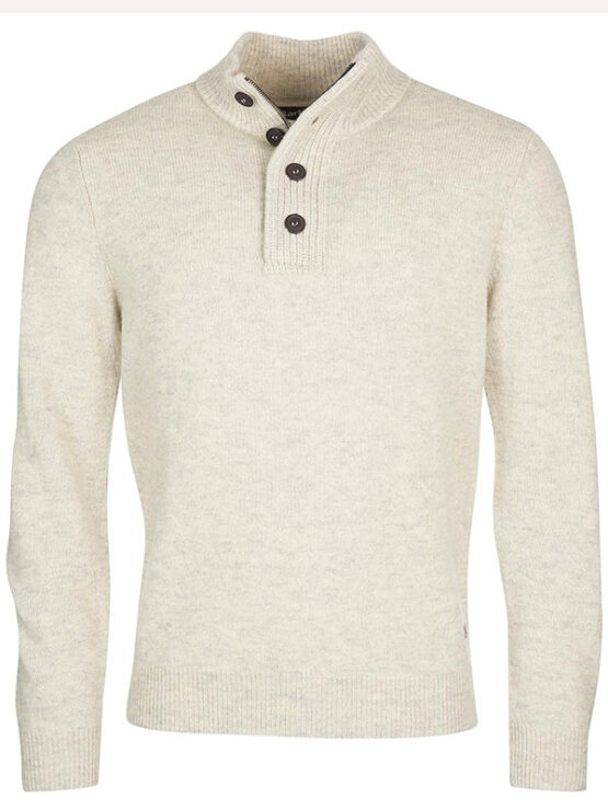 BARBOUR ESSENTIAL PATCH HALF ZIP KNITTED JUMPER Pearl