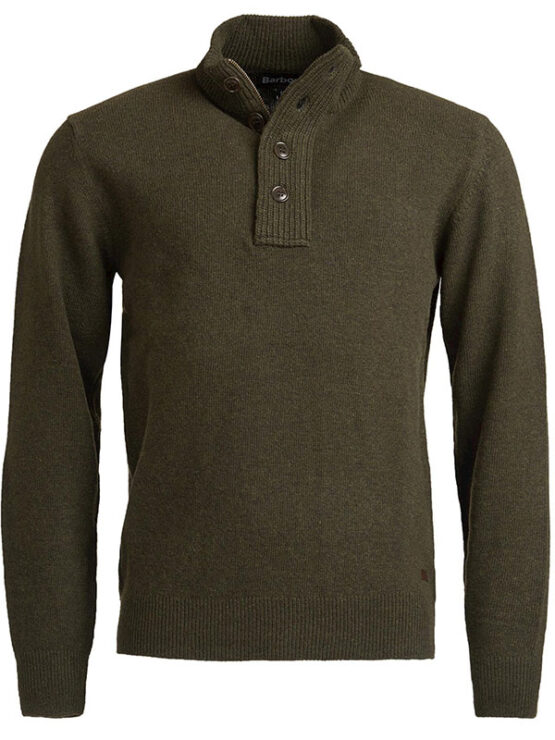 BARBOUR ESSENTIAL PATCH HALF ZIP KNITTED JUMPER Seaweed