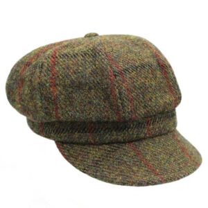 Harris tweed Ladies Baker Boy Cap Rosalie Green Check