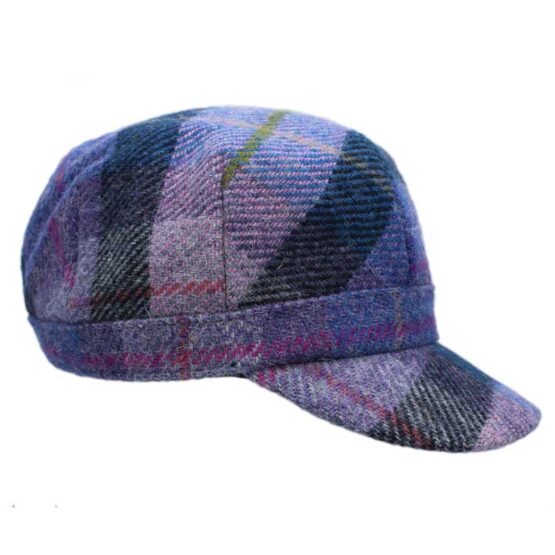 Harris Tweed Ladies Cadet Cap Lilac Pastels