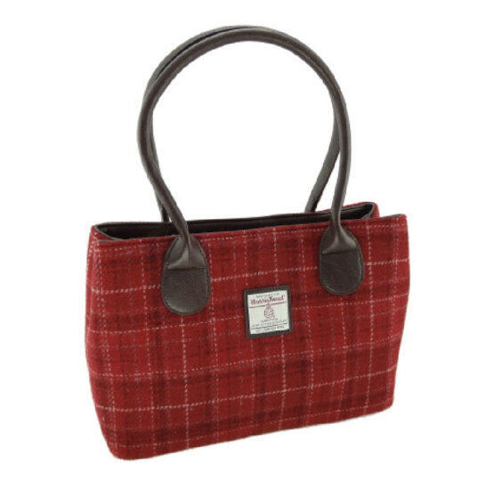 Harris Tweed 'Cassley' Classic Handbag in red check