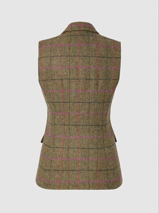 Harris Tweed Pippa Waistcoat Pink Green Check - Afbeelding 2