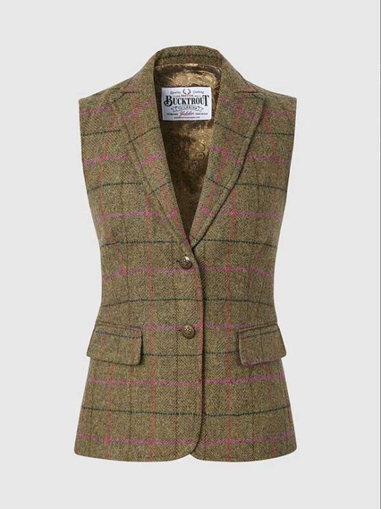 Harris Tweed Pippa Waistcoat Pink Green Check