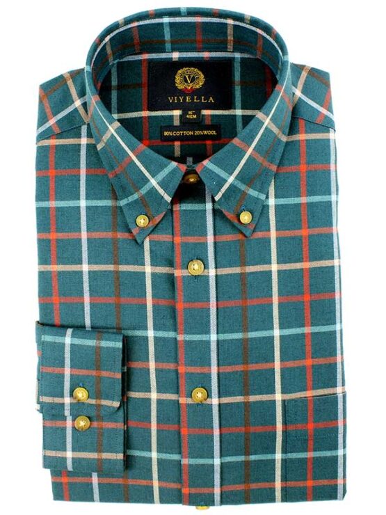 Viyella Shirt, Diamond Tattersall Ocean