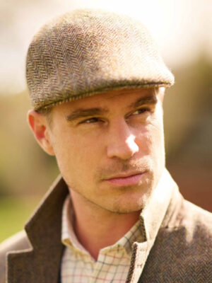 Harris Tweed Flat Cap In Country Herringbone
