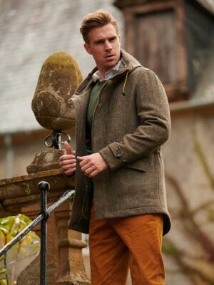 Harris Tweed Parka Finsbay In Evergreen