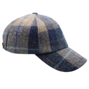 Harris Tweed Cap Rannoch Sand Navy Check
