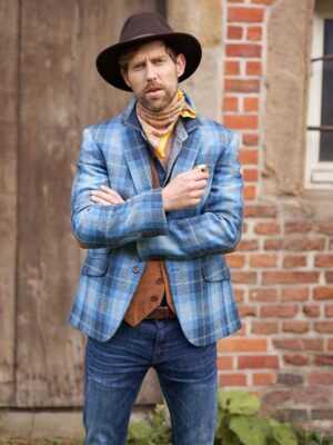 Harris Tweed Jacket London In Jeans Herringbone