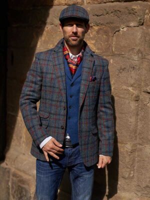 Harris Tweed Jacket London In Royal Check