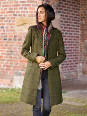 Harris Tweed Damesjas Emilia In Green Overcheck