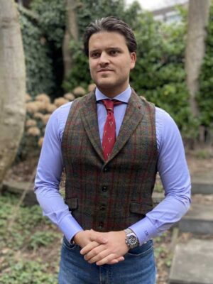 DF Harris Tweed Waistcoat Met Revers 650