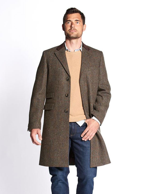 Harris Tweed Overjas, Chelsea Overcoat - Brown - Afbeelding 3