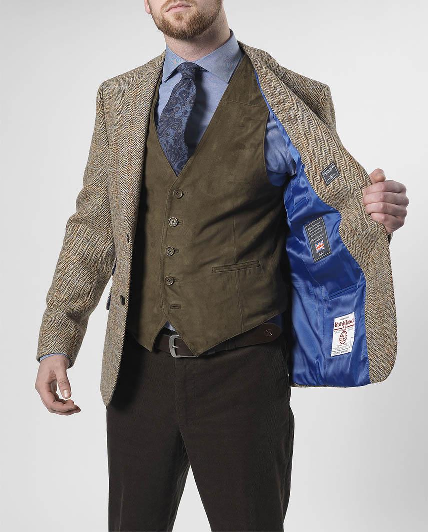 Harris Tweed Jacket London In Sand Herringbone - Afbeelding 5
