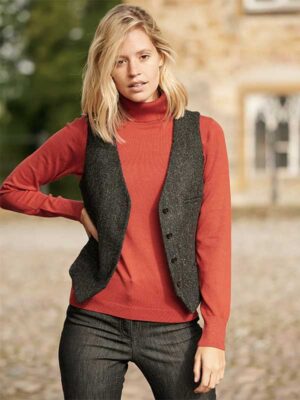 Harris Tweed Dames Vestje Lea In Charcoal