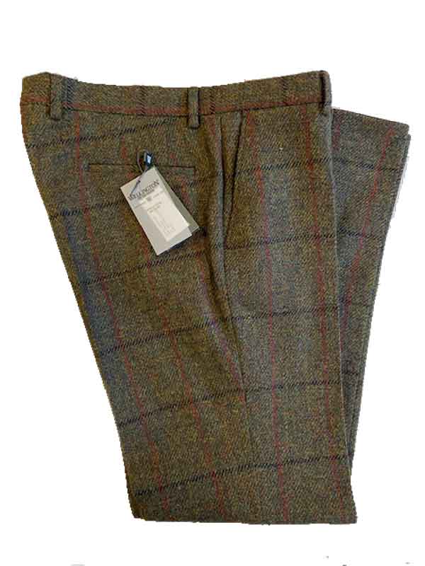 Harris Tweed Pantalon Mr Miller in Green Overcheck - Afbeelding 4