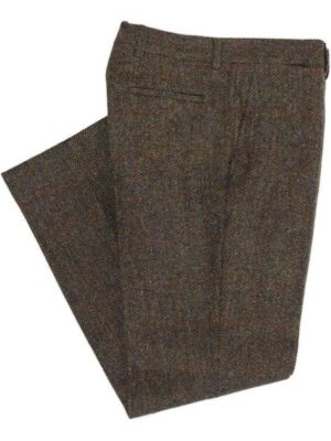 Harris Tweed Pantalon, Mens Tweed Trousers - Brown