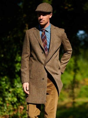 Harris Tweed Overjas Barney In Evergreen