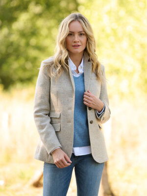 Harris Tweed Dames Jasje Carola in Cream Tweed