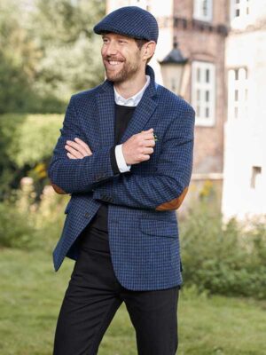 Harris Tweed Jacket London In Blue-Black Houndstooth