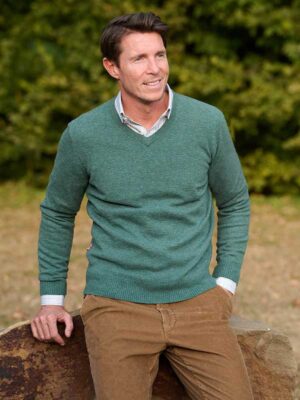 Pullover lambswool  Sarge met Harris Tweed details Sarge