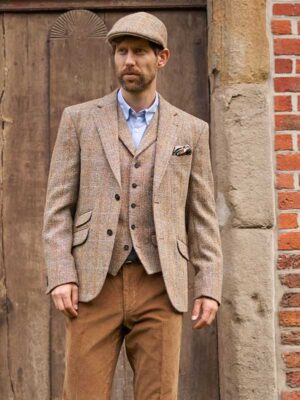 Harris Tweed Jacket London In Sand Herringbone