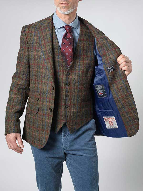 Harris Tweed Jacket London In Red-Blue Check - Afbeelding 4