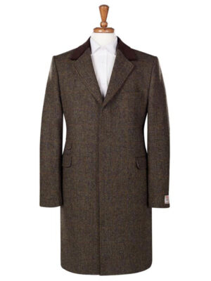 Harris Tweed Overjas, Chelsea Overcoat - Brown
