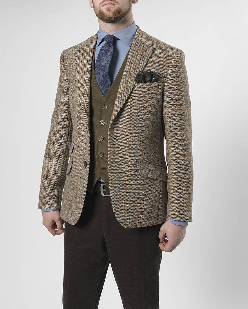 Harris Tweed Jacket London In Sand Herringbone - Afbeelding 3