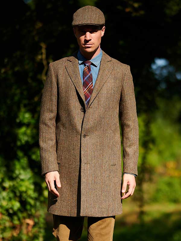 Harris Tweed Overjas Barney In Evergreen - Afbeelding 3