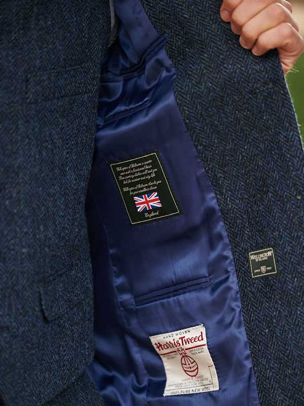 Harris Tweed Jacket London In Blue Herringbone - Afbeelding 3