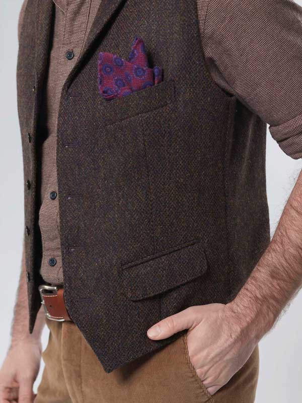 Harris Tweed Vestje Wales Met Rever In Multicolor - Afbeelding 4