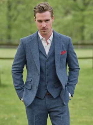 Harris Tweed Jacket London In Blue Shadow
