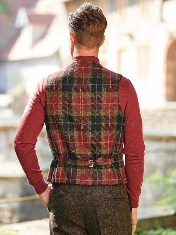 Harris Tweed Vestje Wales Met Revers In Check Of Island - Afbeelding 3