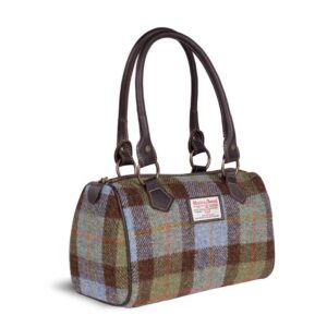 Harris Tweed Islay Barrel Bag Green Blue Check