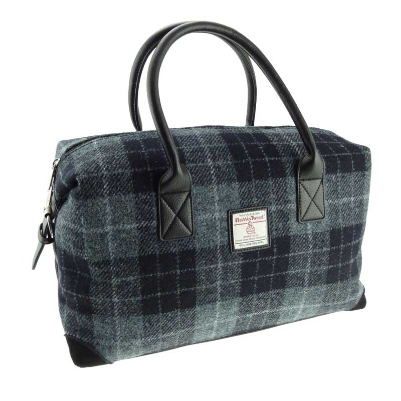 Harris_Tweed__Esk__Overnight_Bag_in_Grey_Black_Tartan Harris_Tweed__Esk__Overnight_Bag_in_Grey_Black_Tartan