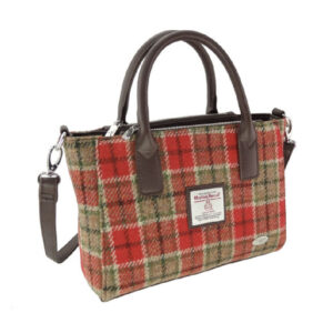 Harris Tweed 'Brora' Small Tote in Red & Green Tartan