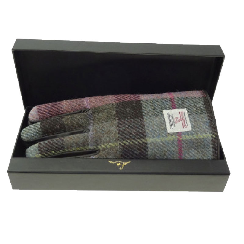 Ladies_Brown_Leather___Harris_Tweed_Gloves_Boxed_in_Muted_Green_and_Rose_Pink_Tartan Ladies_Brown_Leather___Harris_Tweed_Gloves_Boxed_in_Muted_Green_and_Rose_Pink_Tartan
