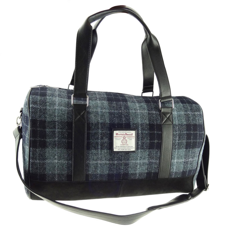 Harris_Tweed__Clyde__Weekend_Bag_in_Grey_Black_Tartan Harris_Tweed__Clyde__Weekend_Bag_in_Grey_Black_Tartan