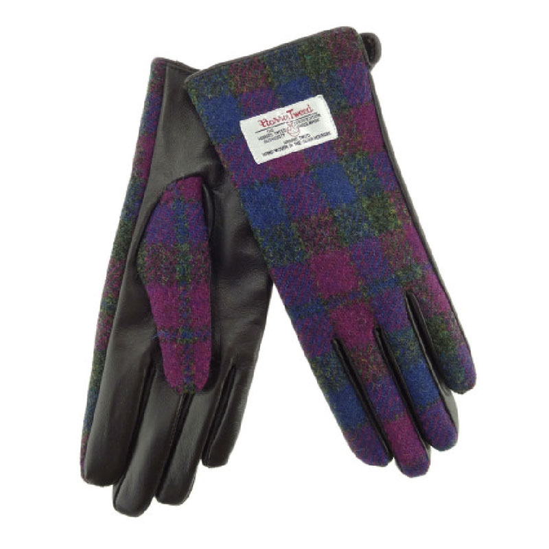 Ladies_Brown_Leather___Tweed_Gloves_in_Heather_Check Ladies_Brown_Leather___Tweed_Gloves_in_Heather_Check