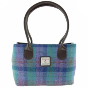Harris Tweed 'Cassley' Classic Handbag in Green and Purple Tartan