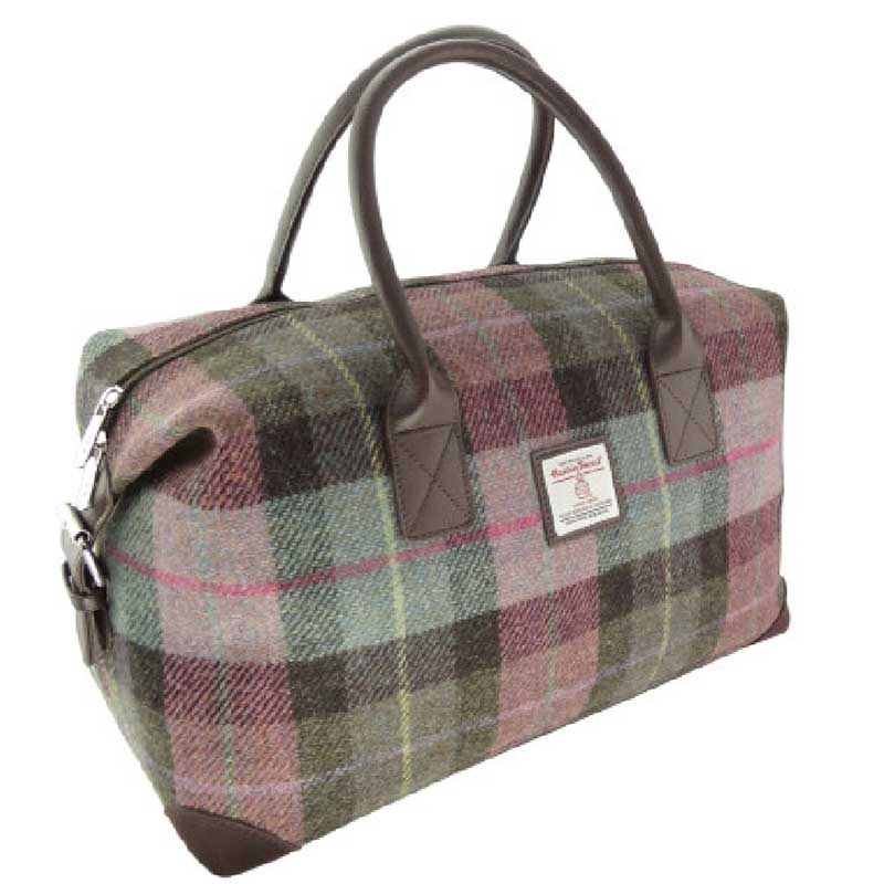 Harris_Tweed__Esk__Overnight_Bag_in_Muted_Green_and_Rose_Pink_Tartan Harris_Tweed__Esk__Overnight_Bag_in_Muted_Green_and_Rose_Pink_Tartan