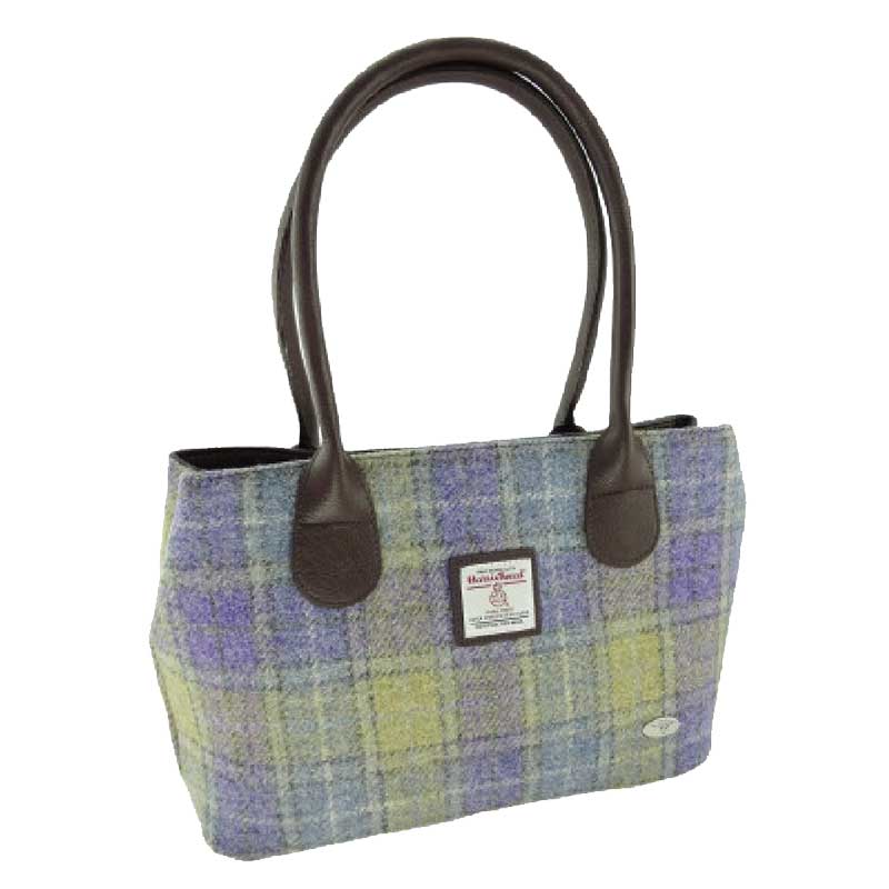 Harris_Tweed__Cassley__Classic_Handbag_in_Muted_Lilac___Lime_Green_Tartan Harris_Tweed__Cassley__Classic_Handbag_in_Muted_Lilac___Lime_Green_Tartan